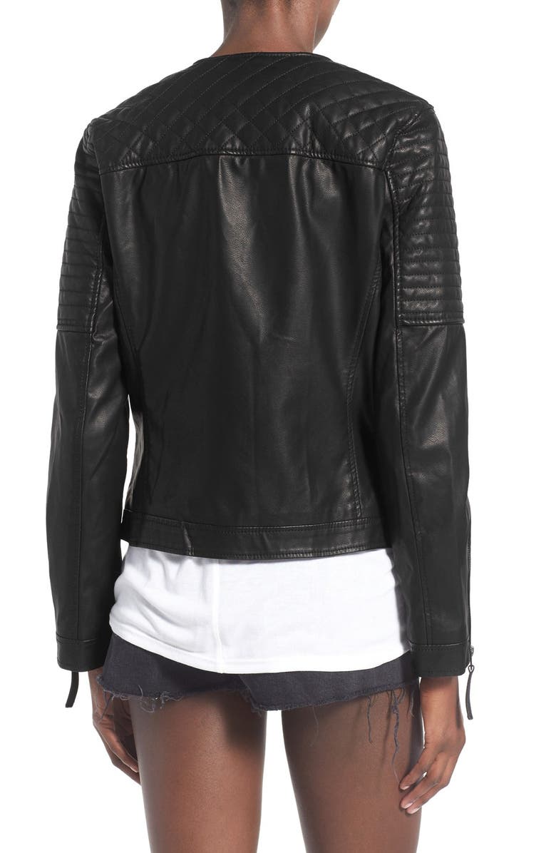 Topshop Faux Leather Biker Jacket, Alternate, color, 