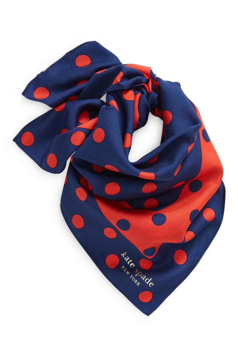 springtime dot silk bandana, Alternate, color, FRENCH NAVY