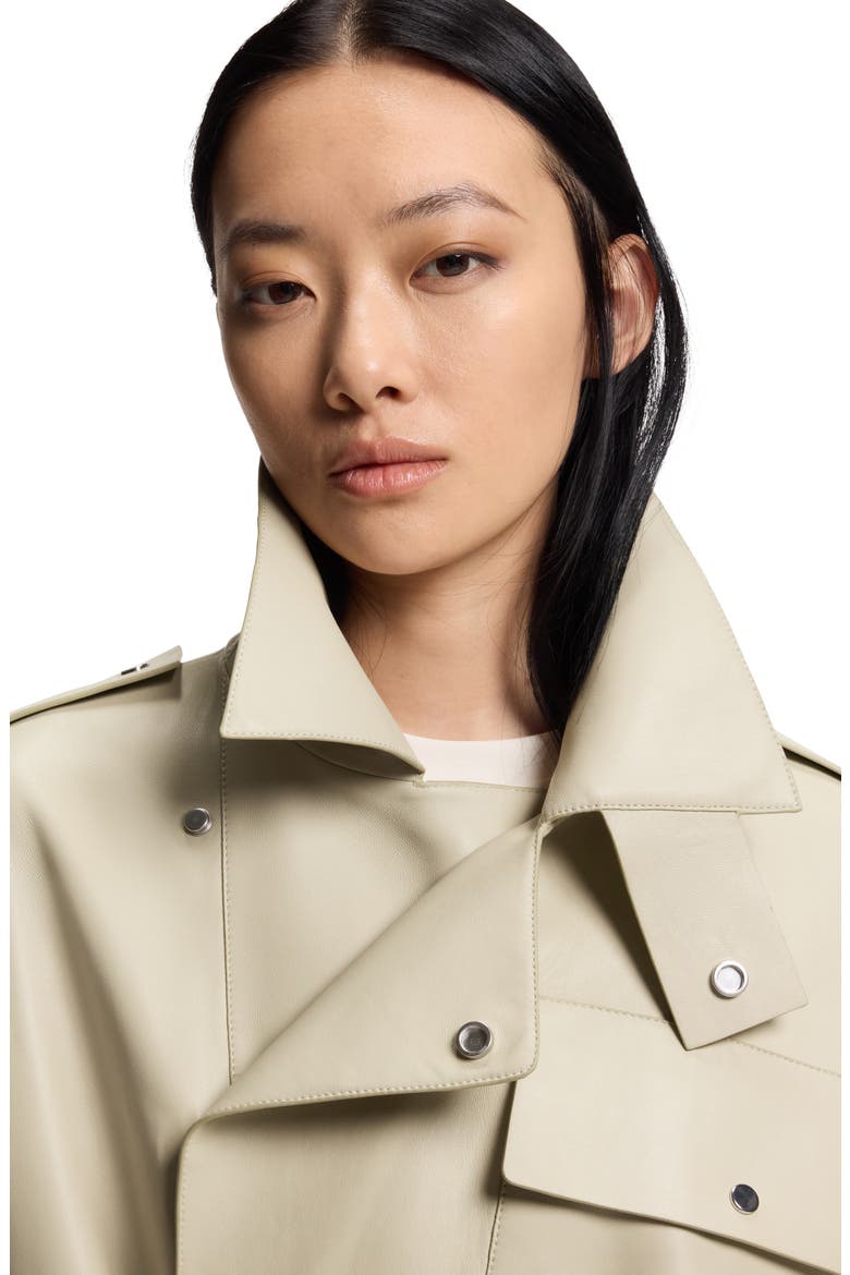 Satila Short Leather Trench Coat, Alternate, color, PUMICE