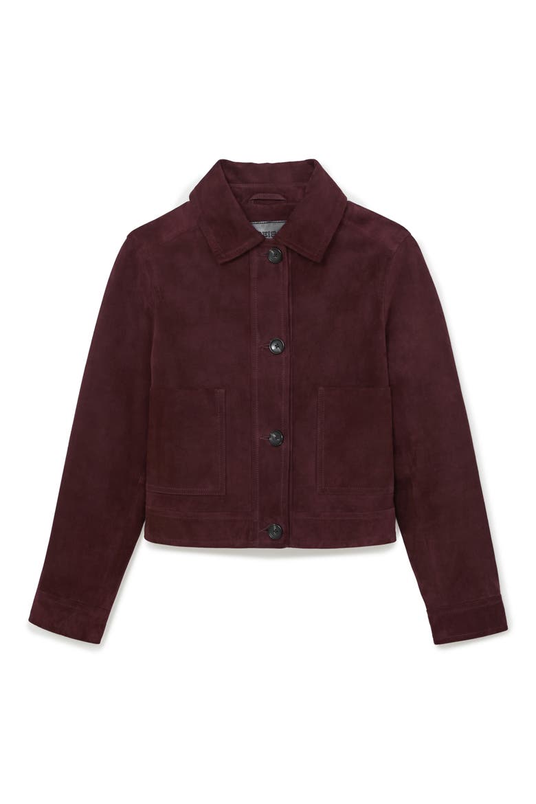 Sonny Crop Faux Suede Jacket, Alternate, color, BURGUNDY