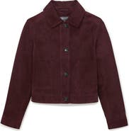 Reiss Sonny Crop Faux Suede Jacket