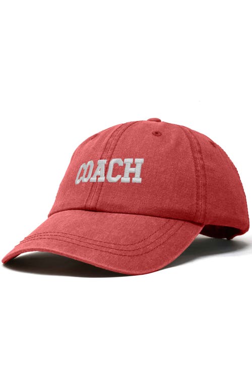 Dalix Coach Embroidered Sports Dad Cap In Washed Red