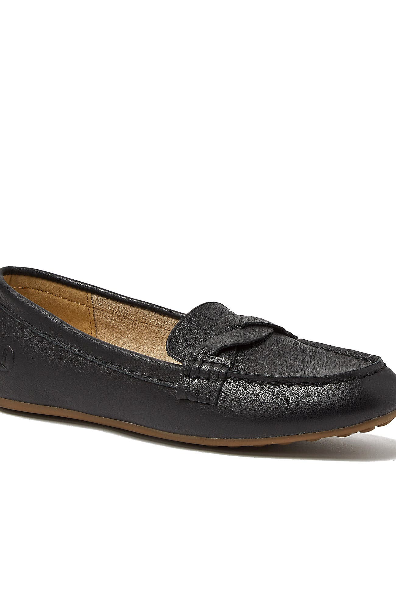 Lands' End Comfort Leather Slip On Loafer Shoes, Alternate, color, Black