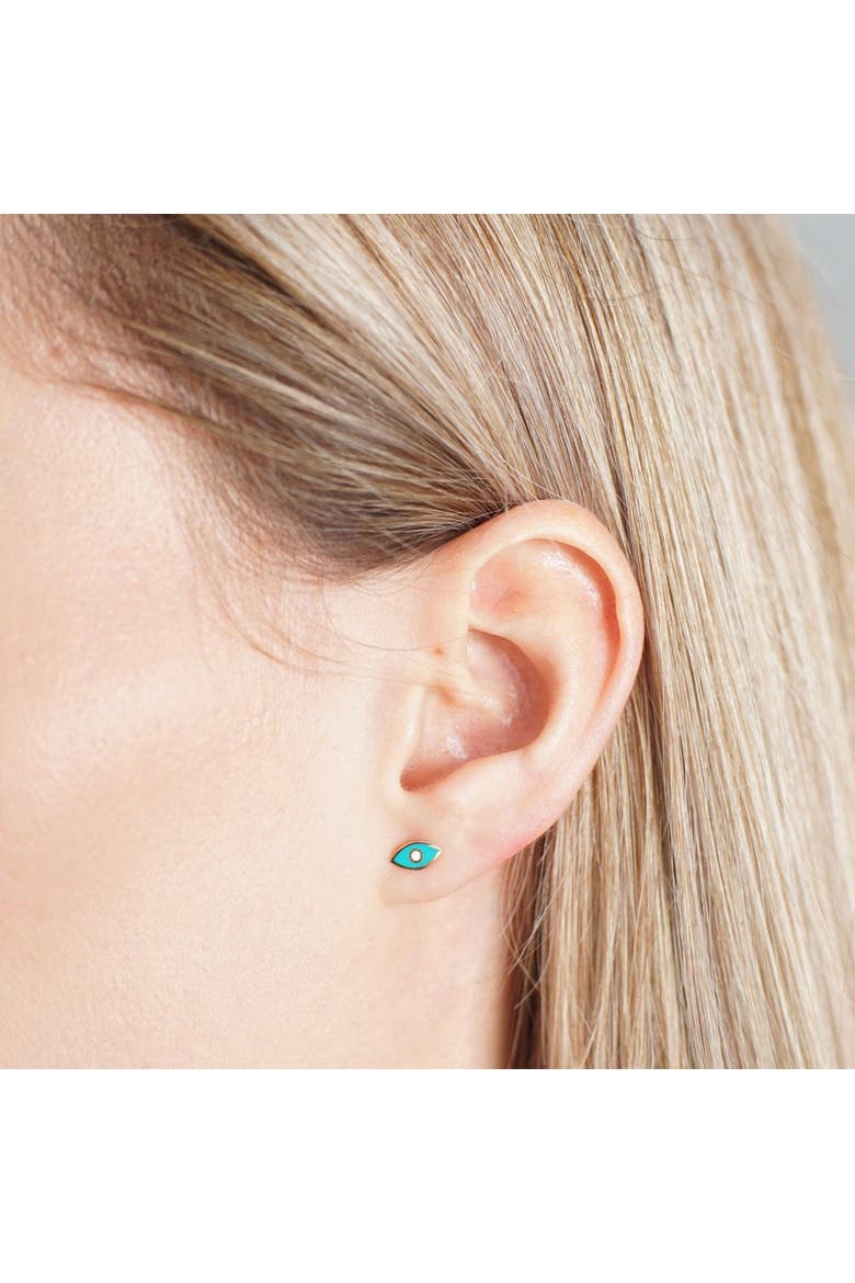 Blue Enamel Evil Eye Stud Earrings, Alternate, color, Blue Enamel