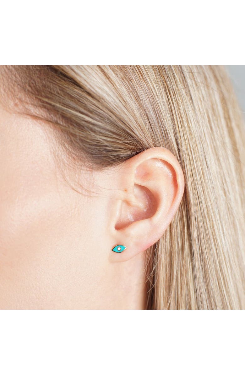 The Lovery Fine Jewelry Blue Enamel Evil Eye Stud Earrings, Alternate, color, Blue Enamel