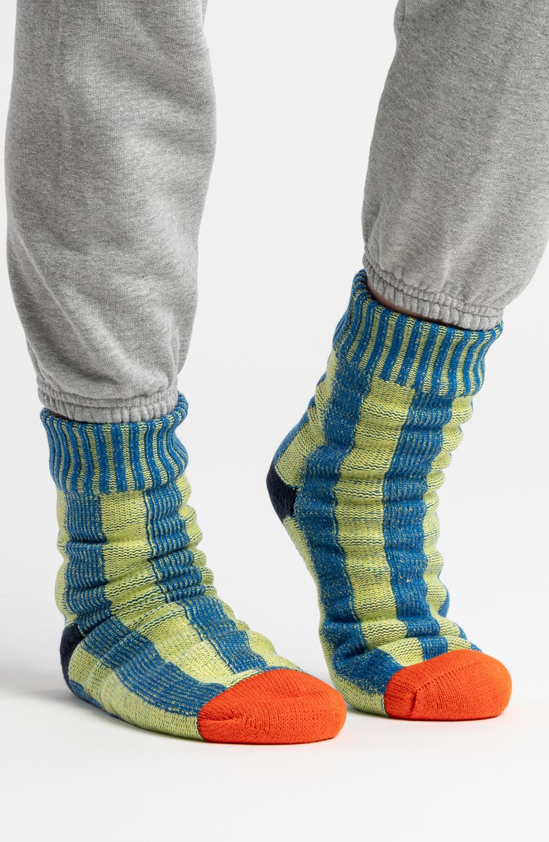 verloop Mismatch House Crew Socks, Alternate, color, Lime Cobalt