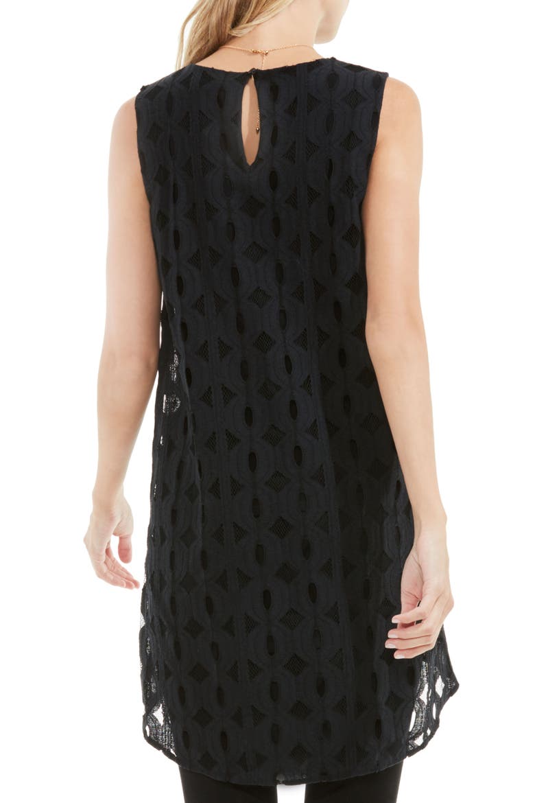 High/Low Cable Lace Top, Alternate, color, RICH BLACK