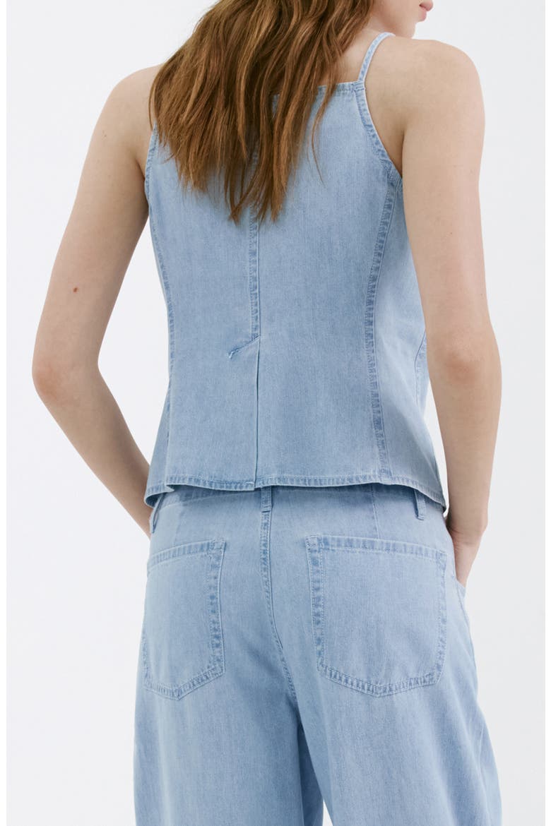 Crop Nonstretch Denim Vest, Alternate, color, LIGHT BLUE