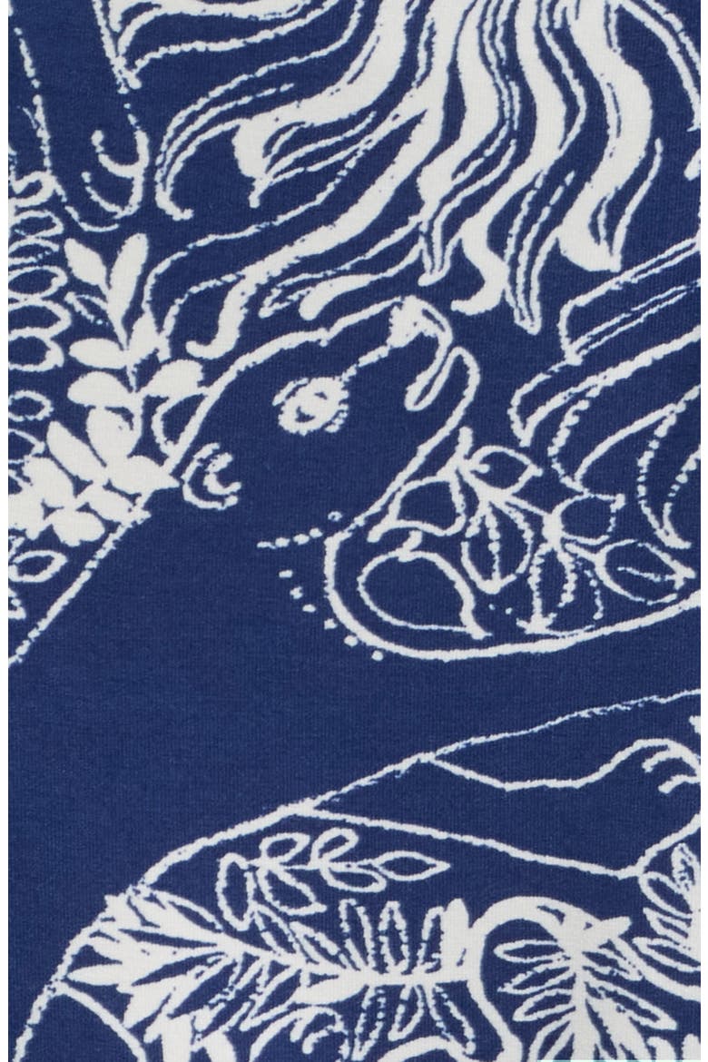 Alma Print Knit Midi Dress, Alternate, color, LOW TIDE NAVY PALM PROWL