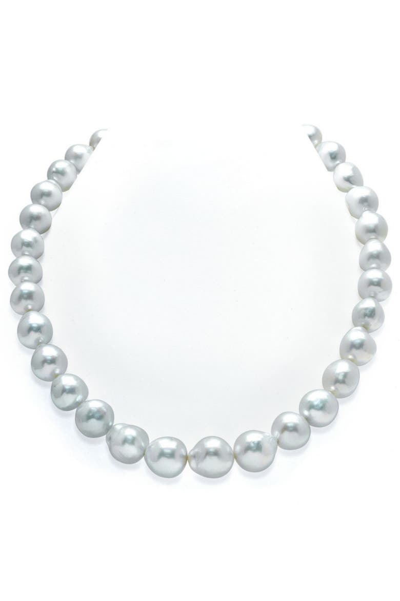 10-12mm White South Sea Drop Oval Pearl Necklace - AAA Quality, Main, color, White Gold Clasp
