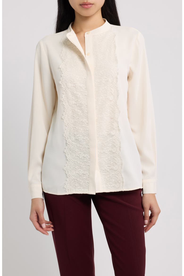 Lace Front Button Shirt, Main, color, WHITE DOVE