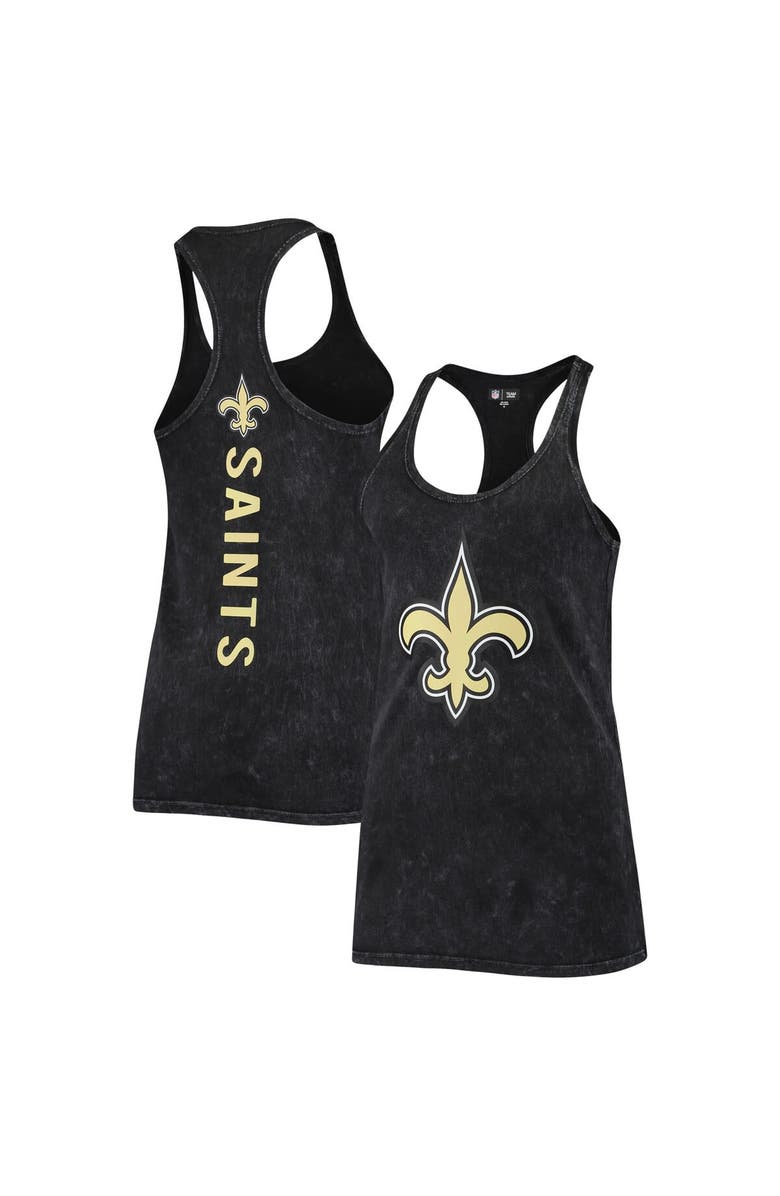 New Era Women's New Era Charcoal New Orleans Saints Mineral Wash Racerback Tank Top, Alternate, color, 