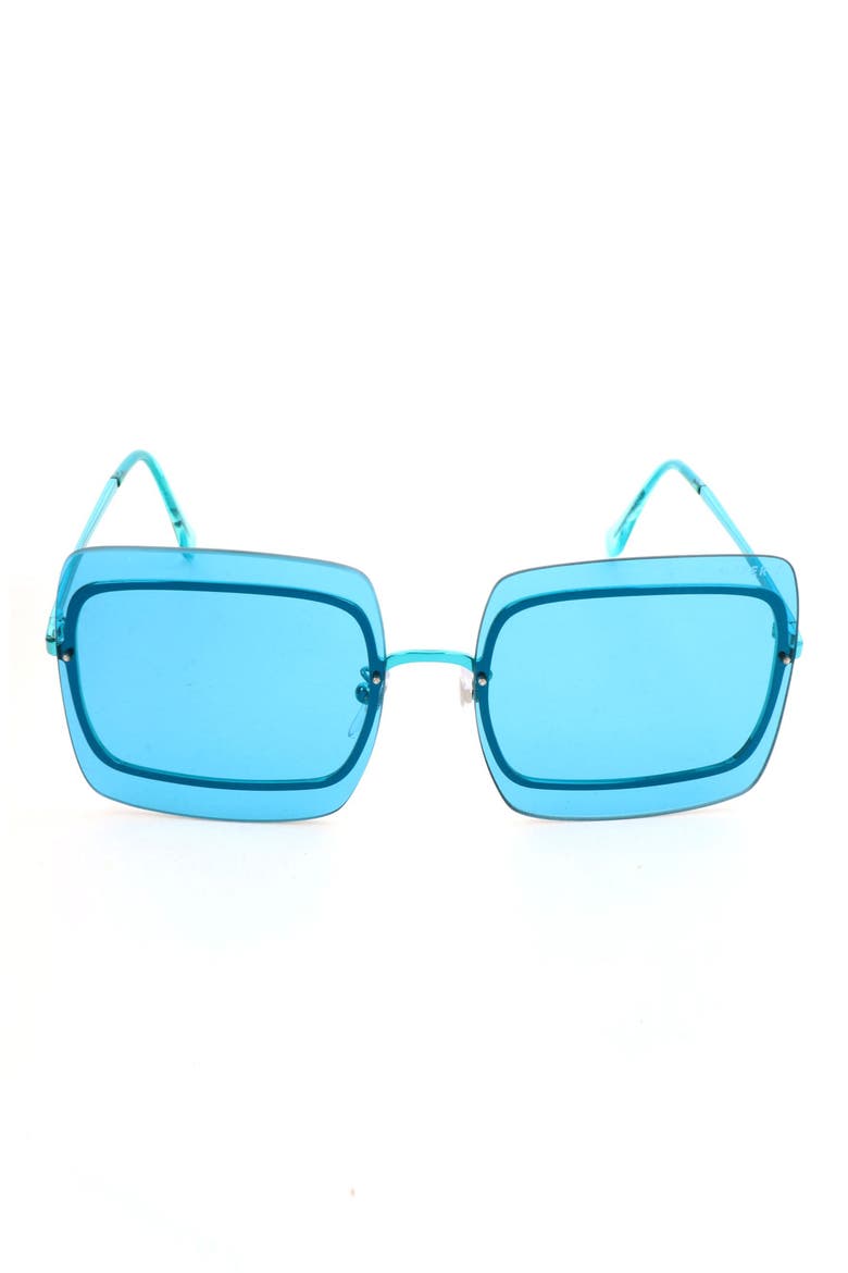 55mm Square Sunglasses, Main, color, BLUE