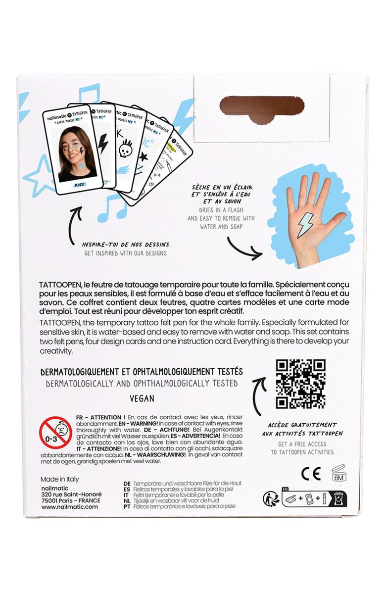 nailmatic TattooPen Rock Temporary Tattoo Felt Pen Kit, Alternate, color, Multi