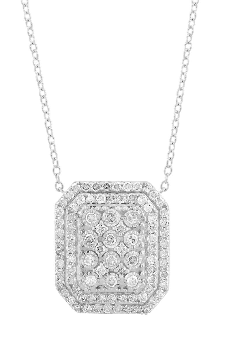 Sterling Silver Diamond Pendant Necklace, Alternate, color, WHITE