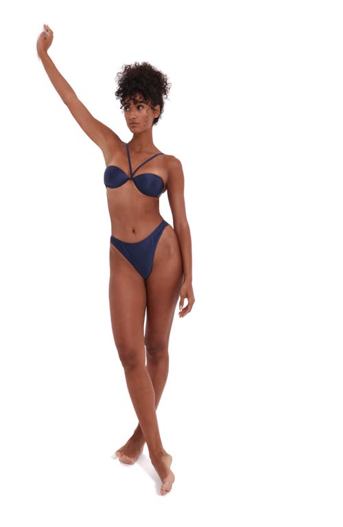Flirtt Gottex Satin Touch Molded Cups Halter Bikini Top In Navy