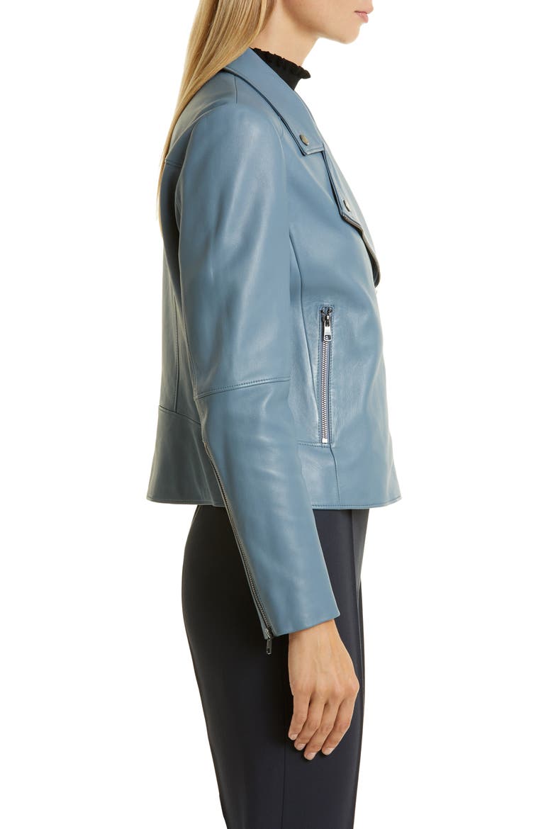 Saleli Lambskin Leather Jacket, Alternate, color, OPEN BLUE