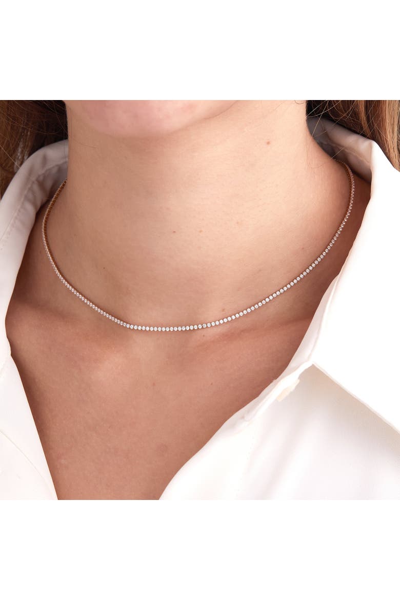 White Topaz Tennis Necklace, Alternate, color, Gold
