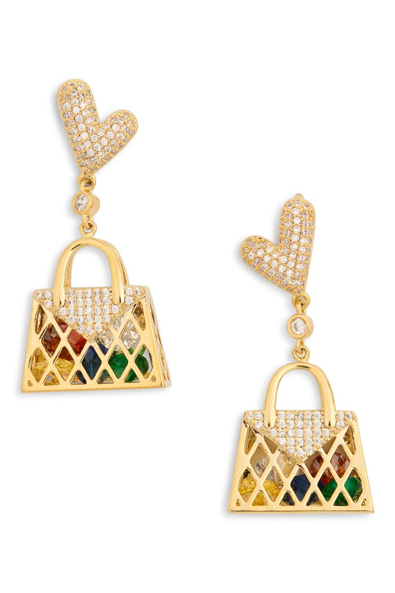 Lena Purse Drop Earrings, Main, color, GOLD