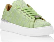 PHILIPP PLEIN Satin Lo Top Sneakers Monogram Strass Women