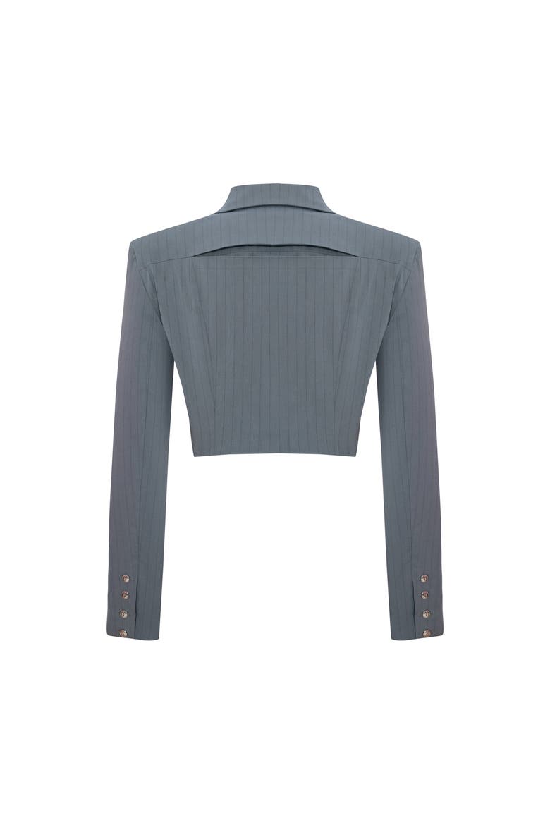 Woven Striped Shirt With Metal Button, Alternate, color, grey