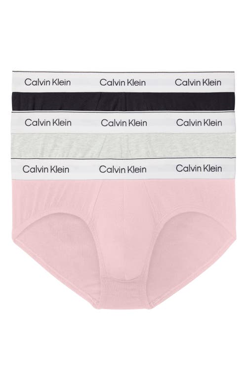 Calvin Klein Icon 3-pack Stretch Cotton Boxer Briefs In Vr0 Black/snow