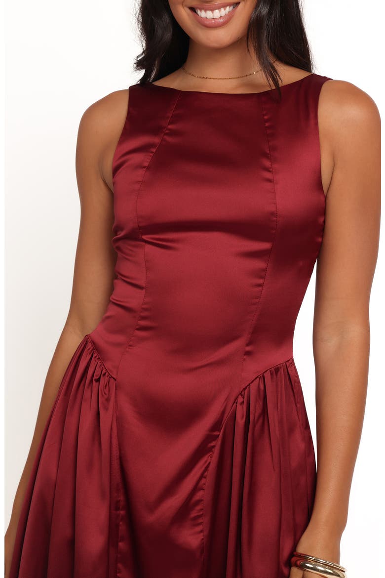 Katelyn Satin Cocktail Dress, Alternate, color, BURGUNDY