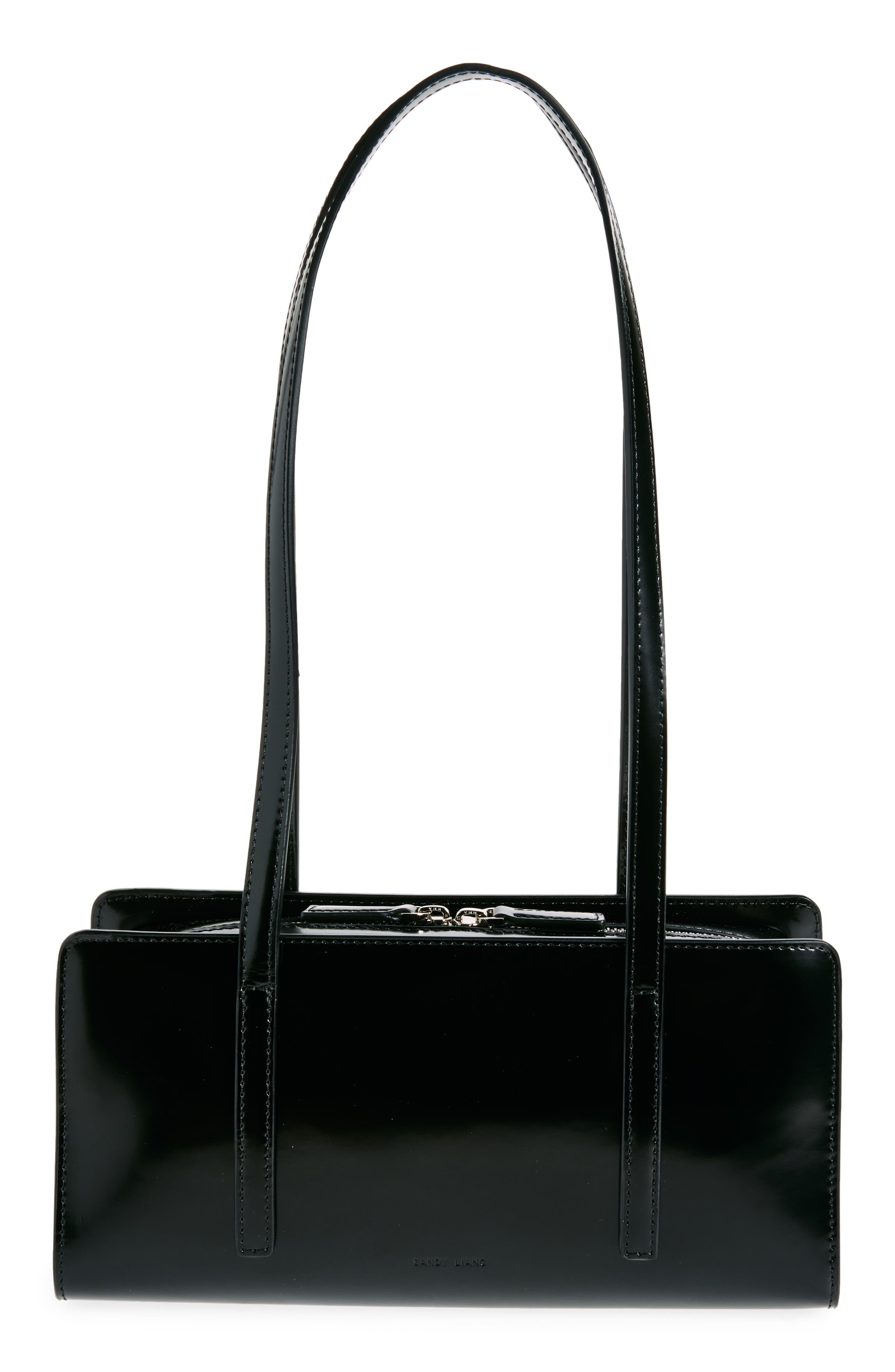 Sandy Liang Recital Patent Leather Shoulder Bag, Alternate, color, Black