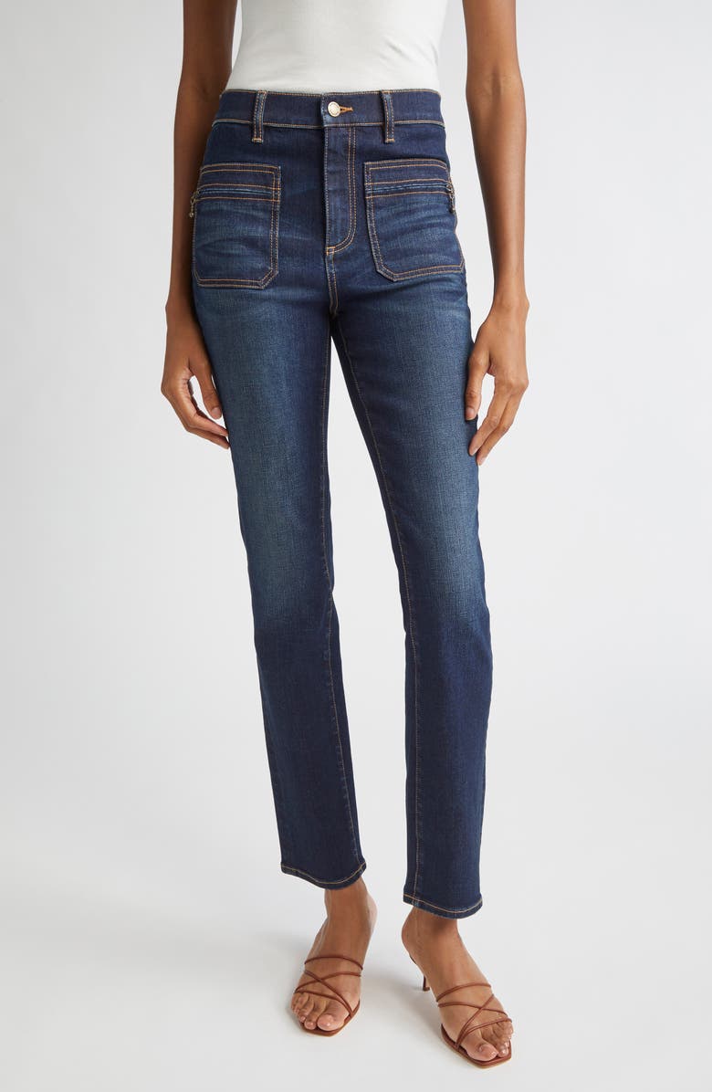 Ramy Brook Emmy Patch Pocket Jeans, Main, color, Dark Rinse