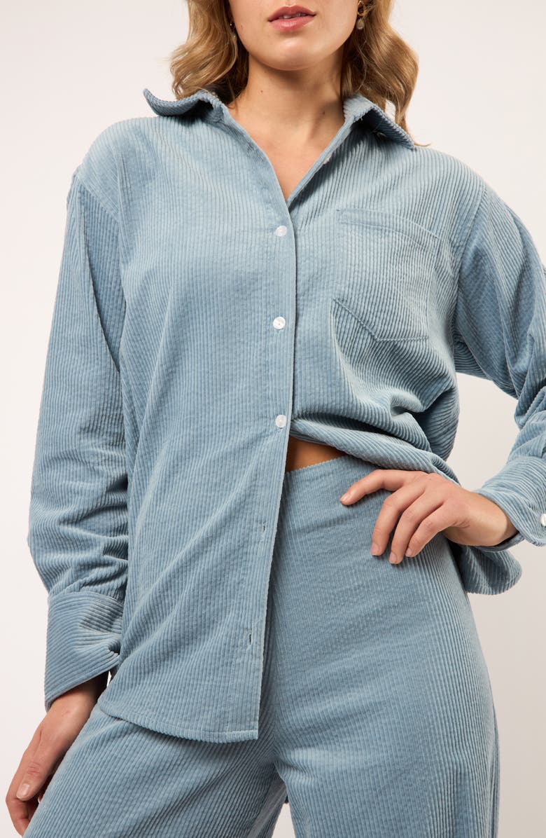 Viens Avec Moi The Odyssey Relaxed Button-Up Corduroy Shirt, Alternate, color, Blue