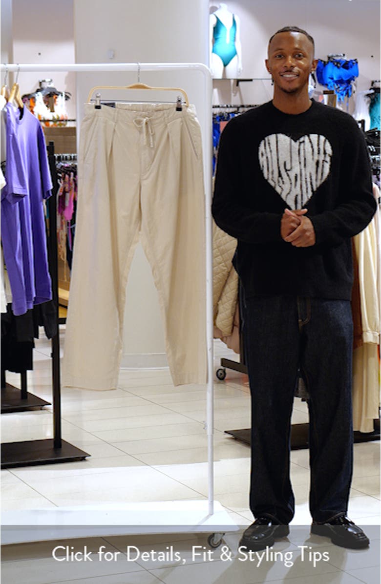 Prepster Pleated Cotton Twill Easy Drawstring Pants, sales video thumbnail