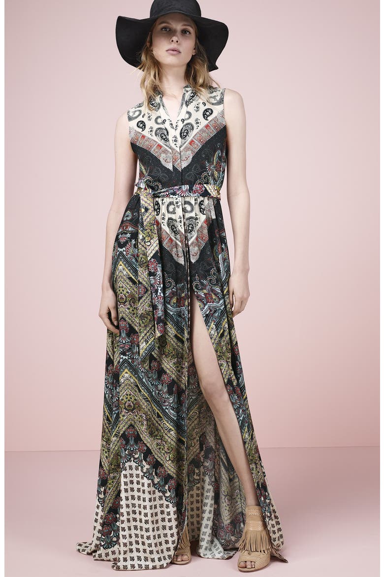 'Marianna' Mixed Print Maxi Dress, Alternate, color, CHEVRON PAISLEY