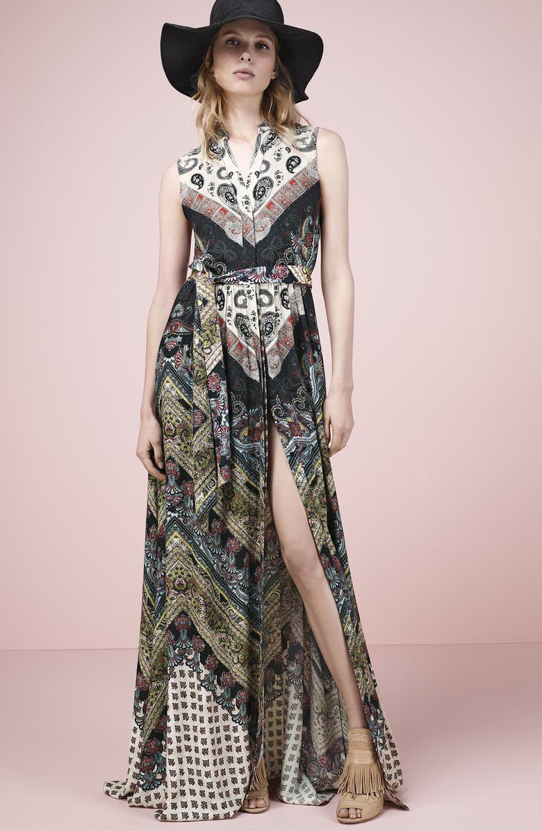 Alice + Olivia 'Marianna' Mixed Print Maxi Dress, Alternate, color, 