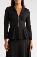 PATRIZIA LUCA Peplum Zip Front Jacket