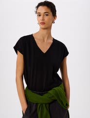 Whistles Willa V-Neck Cap Sleeve T-Shirt