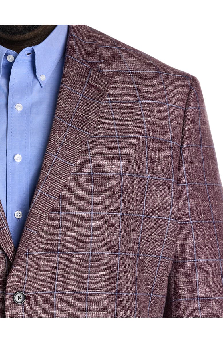 Oak Hill Premium by DXL Big & Tall Windowpane Sport Coat, Alternate, color, Berry