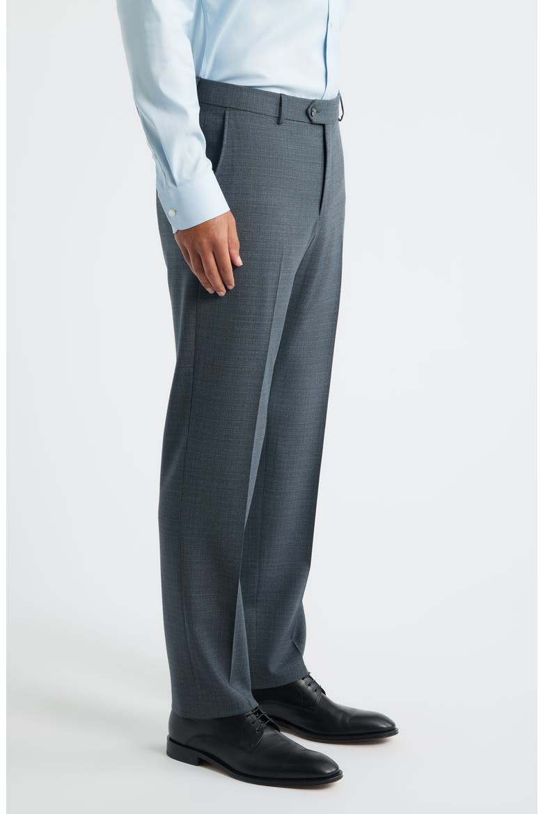 Saxony Trim Fit Flat Front Thatch Weave Wool Blend Dress Pants, Alternate, color, BANKER GREY