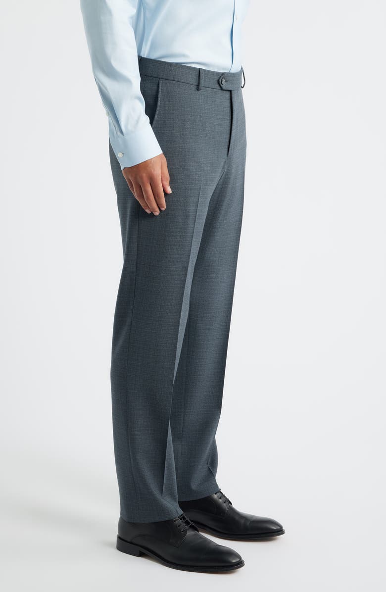 Berle Saxony Trim Fit Flat Front Thatch Weave Wool Blend Dress Pants, Alternate, color, Banker Grey
