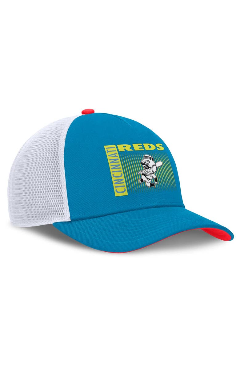 Nike Men's Nike Teal Cincinnati Reds Neon 90s Rise Structured Performance Adjustable Trucker Hat, Alternate, color, Teal