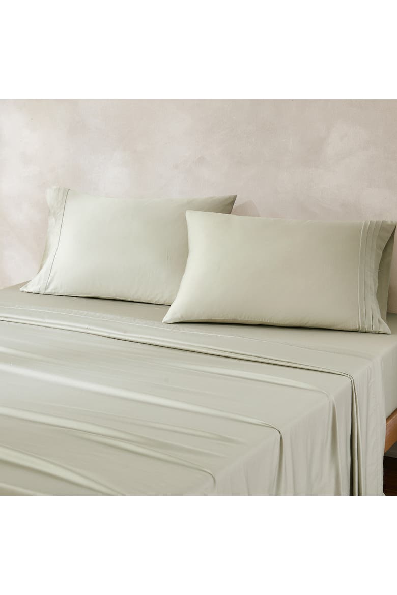 Pleat Cotton Sheet Set, Alternate, color, Green
