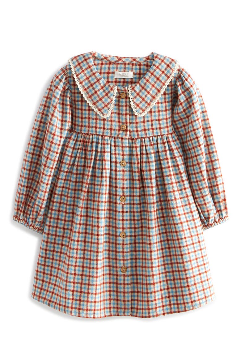Kids' Gingham Long Sleeve Cotton Flannel Dress, Main, color, BLUE