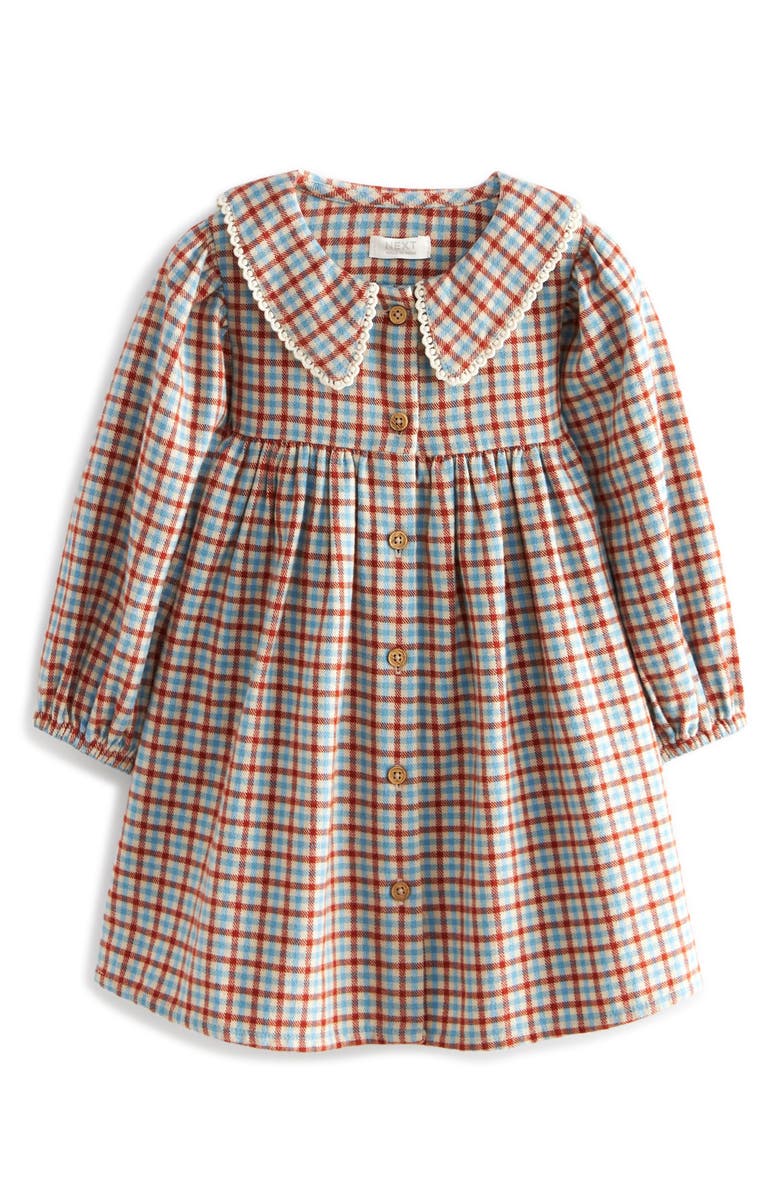 NEXT Kids' Gingham Long Sleeve Cotton Flannel Dress, Main, color,