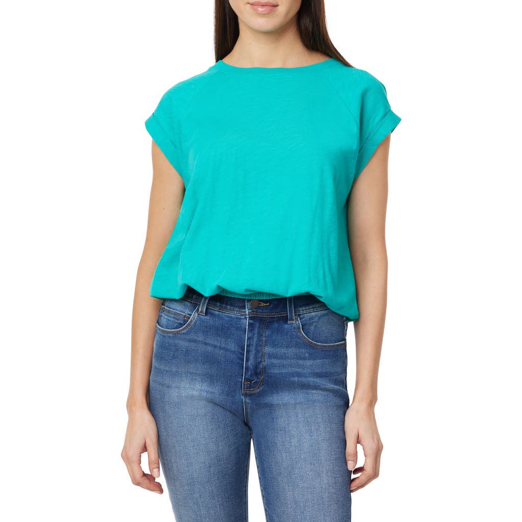 Curve Appeal Cap Sleeve Cotton T-shirt In Spectra Green