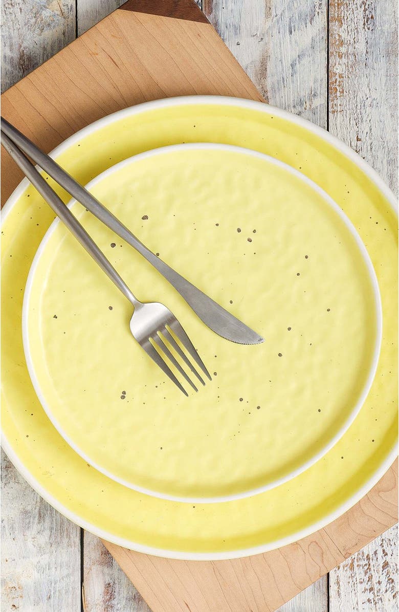 Stone Lain Elena Stoneware 4-Piece Dinner Plate Set, Alternate, color, Yellow