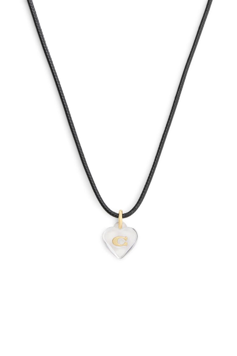 Logo Heart Pendant Short Cord Necklace, Alternate, color, CLEAR/ GOLD