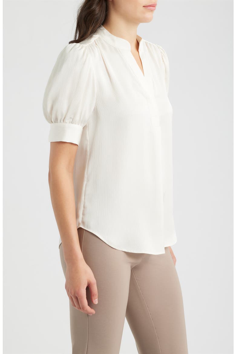 Puffed Sleeve Y-Neck Top, Alternate, color, WHITE DOVE