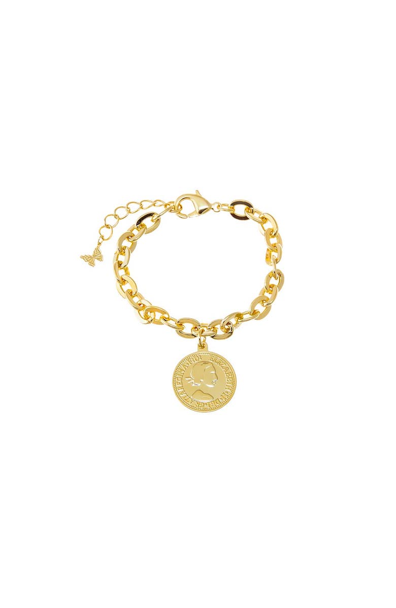 BY ADINA EDEN Vintage Coin Box Link Chain Bracelet, Main, color, Gold