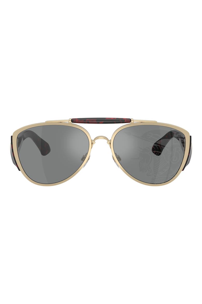 60mm Pilot Sunglasses, Main, color, LIGHT GOLD