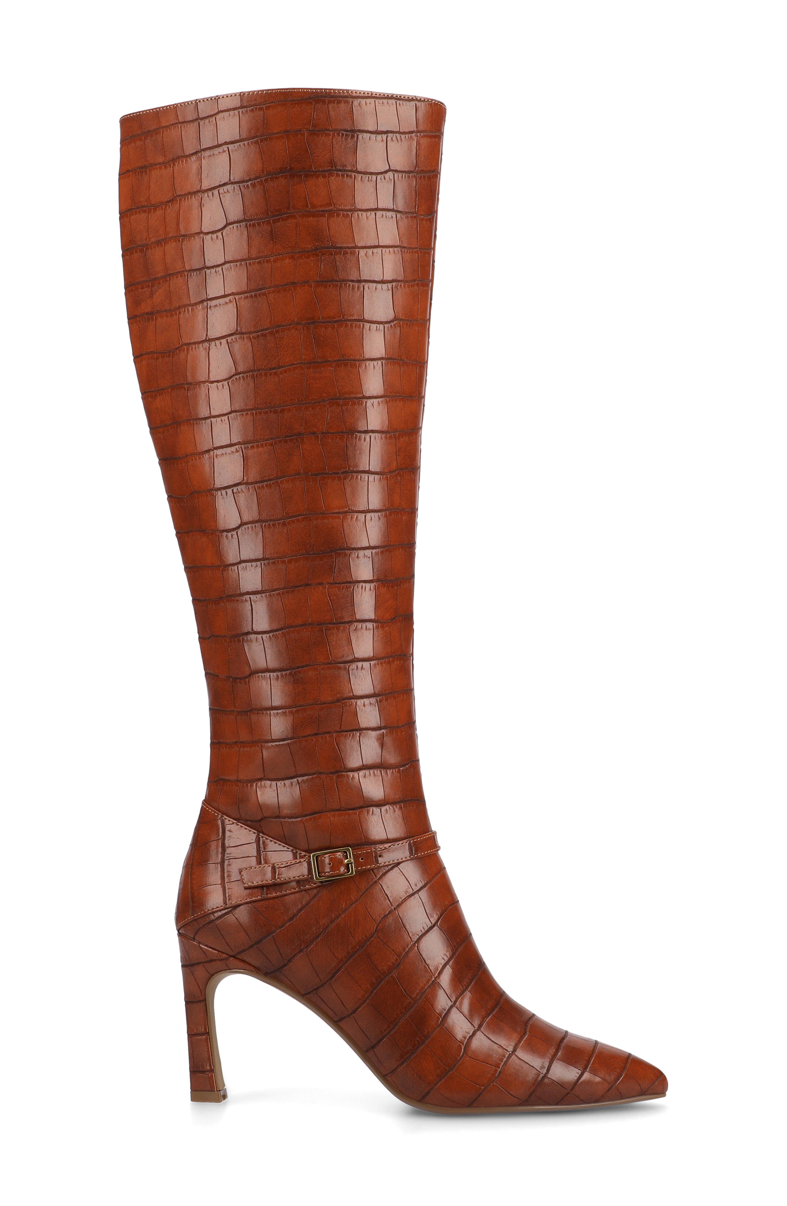 Elara Tall Boot, Alternate, color, COGNAC CROCODILE