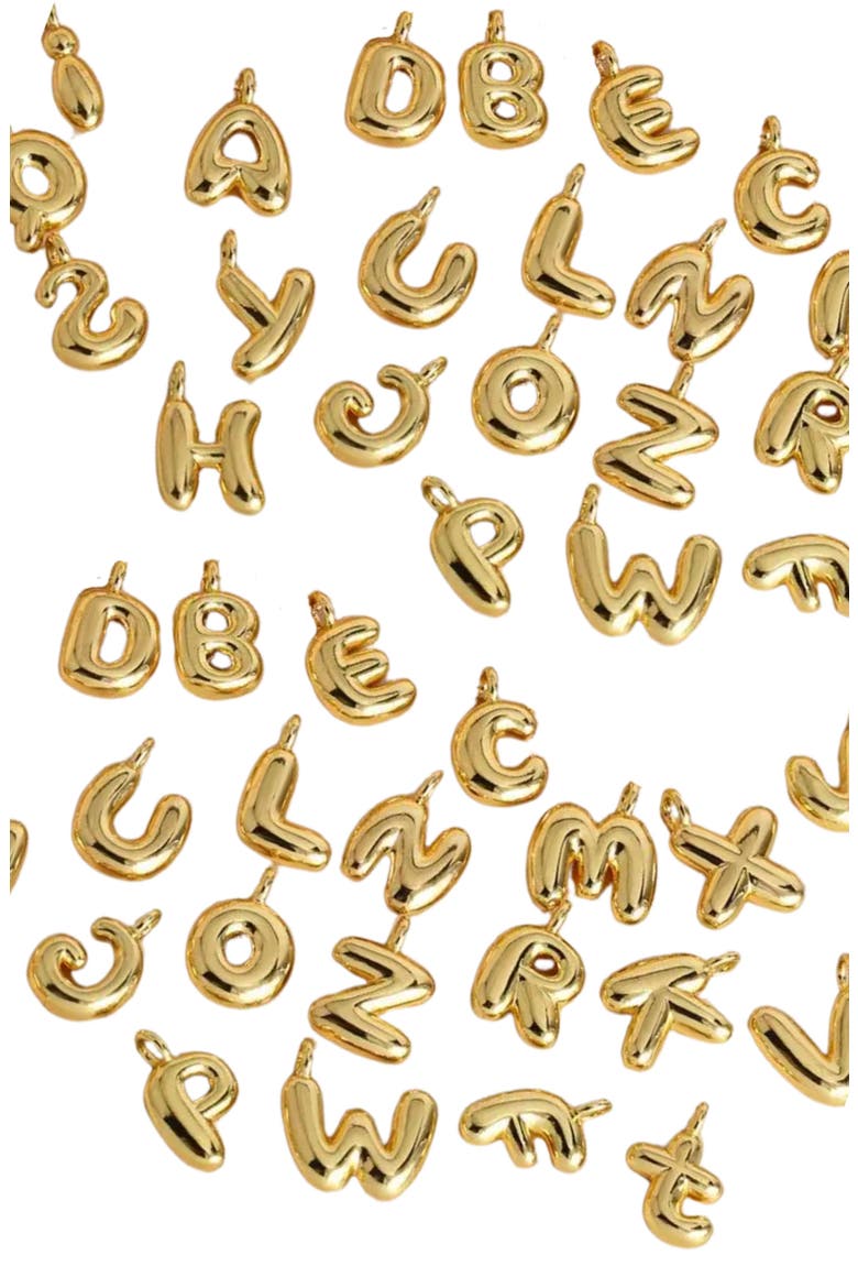 14K Gold Plated Bubble Initial Pendant Necklace, Alternate, color, Letter B